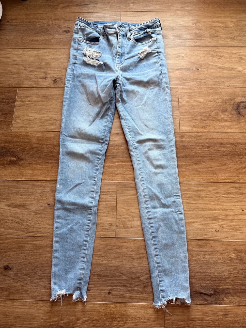 American Eagle Outfitters Light Blue Ripped Skinny Jeans